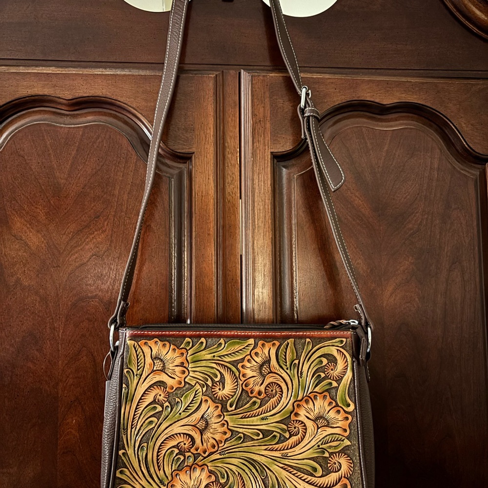 Leather Floral Western Concealed Carry Crossbody Bag Rodeo Western Texas